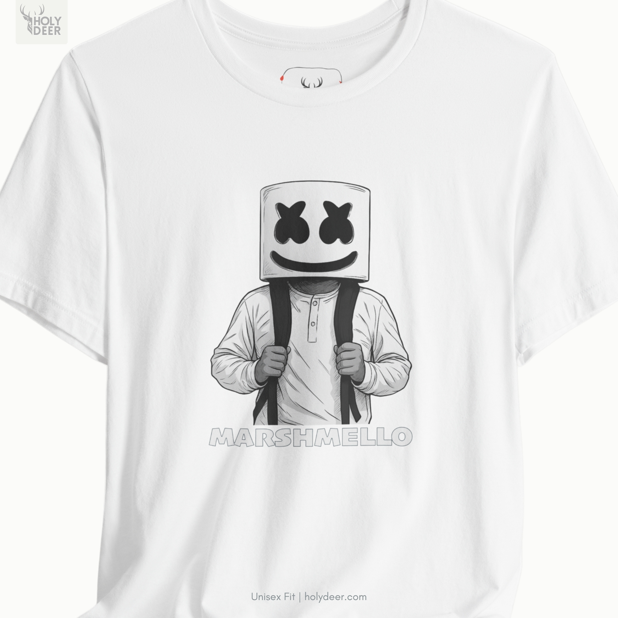 Technical close-up highlighting the desaturated gray halftone shading dots, parallel sketch paths, and vertical harness borders forming the chest of the rave festival wear print.