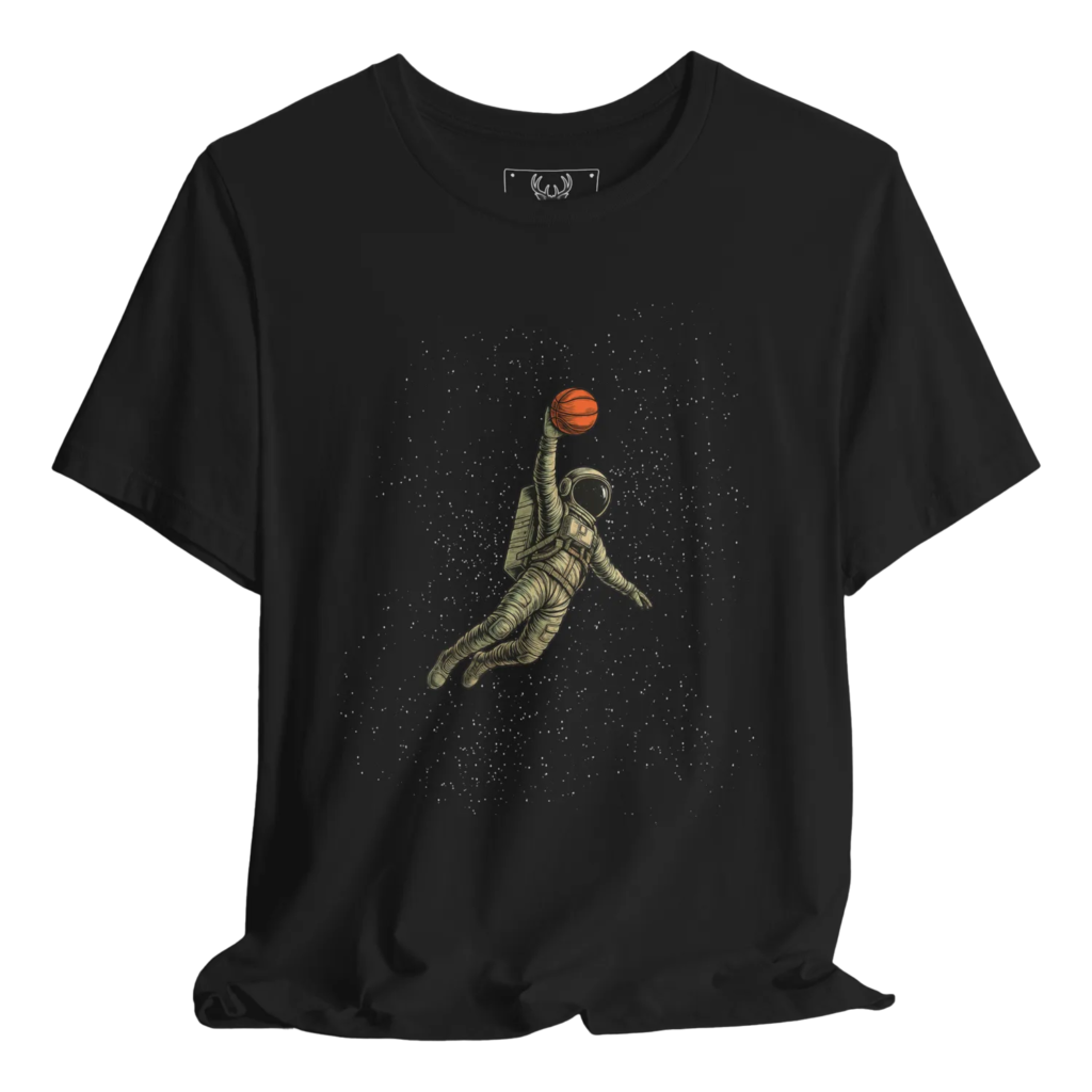 Explore the cosmos in style with our Astronaut Basketball Lover Graphic T-Shirt. This unique tee combines the themes of space exploration and basketball, making it the perfect apparel for fans who love the stars and the game. Ideal for both men and women, it features a fun and trendy graphic design that captures the excitement of the universe and sports. Perfect as a gift for basketball lovers and space enthusiasts alike.