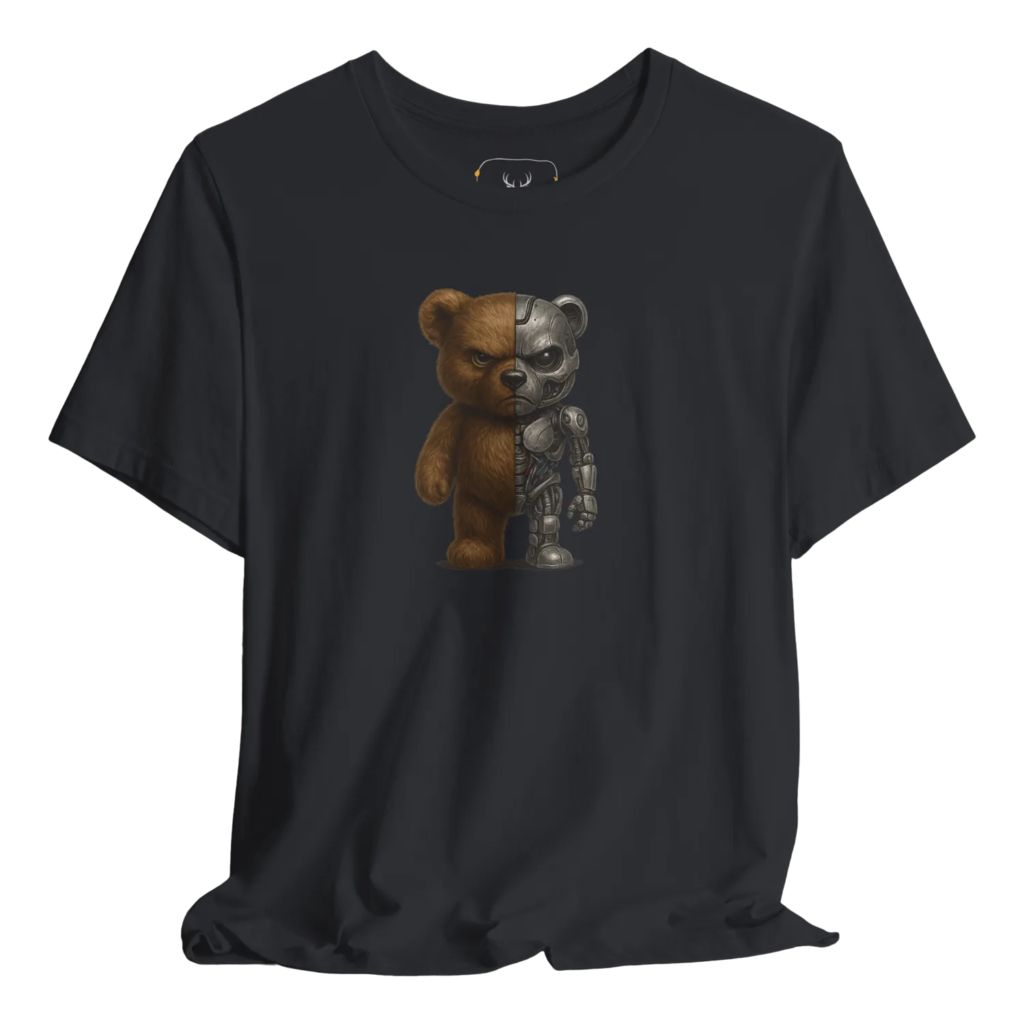 Discover our Unique Bear Robot Graphic T-Shirt, featuring a whimsical design perfect for fans of quirky and playful apparel. Made from soft cotton, this trendy t-shirt combines comfort with a humorous graphic that stands out. Embrace geeky fashion and show off your love for creative designs with this limited edition bear robot tee, ideal for casual wear.