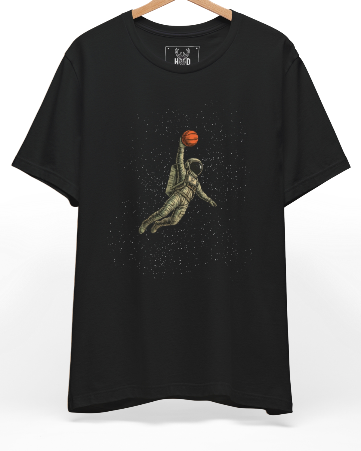 Premium Cyberpunk Basketball shirt displaying a high-detail cyborg baller art shirt composition and streetwear sci fi layout on a black graphic tee backdrop, designed by Holydeer Clothing.
