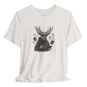 Stylish Cool Deer Graphic Music Lover T-Shirt made from premium cotton. Features a unique deer design, perfect for music enthusiasts and nature lovers. Ideal for casual wear, this t-shirt is suitable for both men and women who enjoy fun and trendy apparel. A great addition to any outdoor wardrobe.