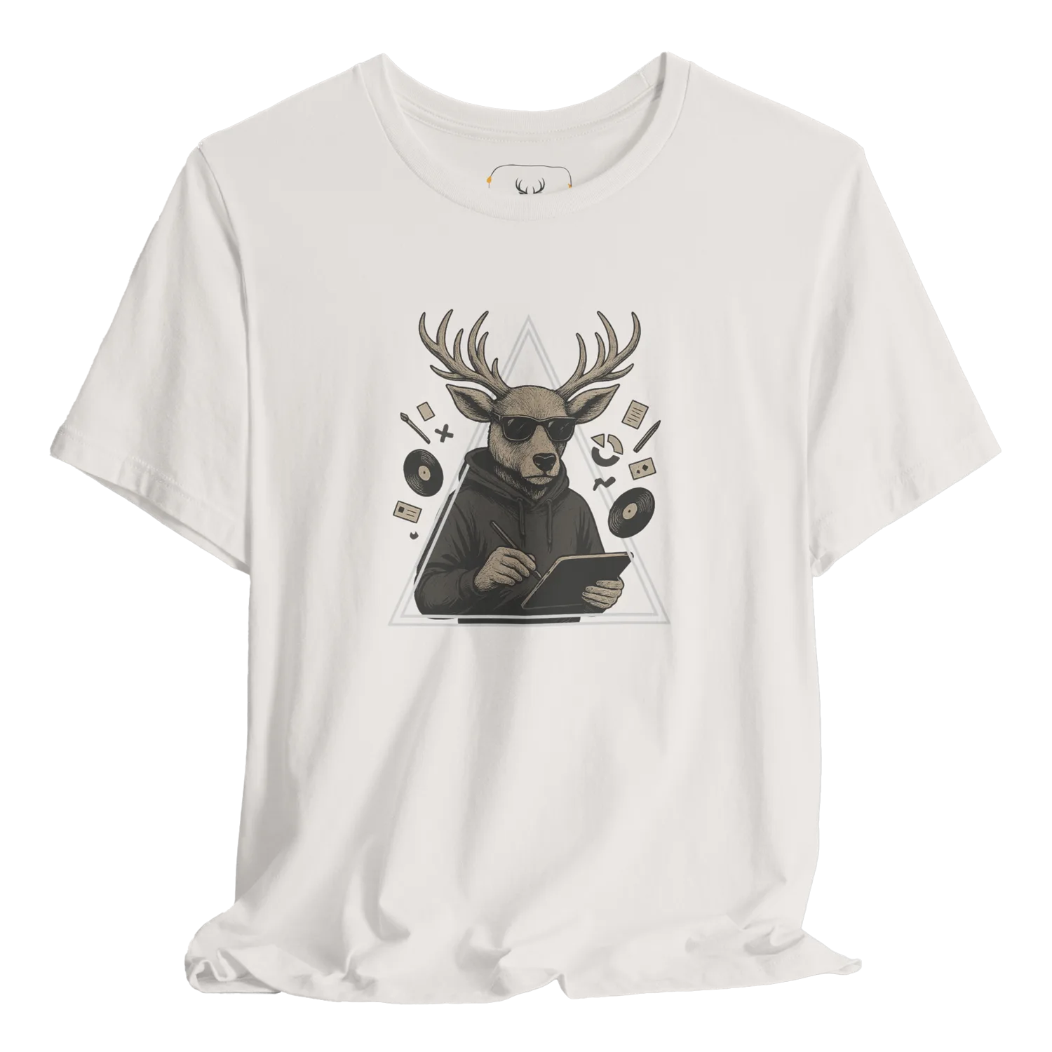 Stylish Cool Deer Graphic Music Lover T-Shirt made from premium cotton. Features a unique deer design, perfect for music enthusiasts and nature lovers. Ideal for casual wear, this t-shirt is suitable for both men and women who enjoy fun and trendy apparel. A great addition to any outdoor wardrobe.