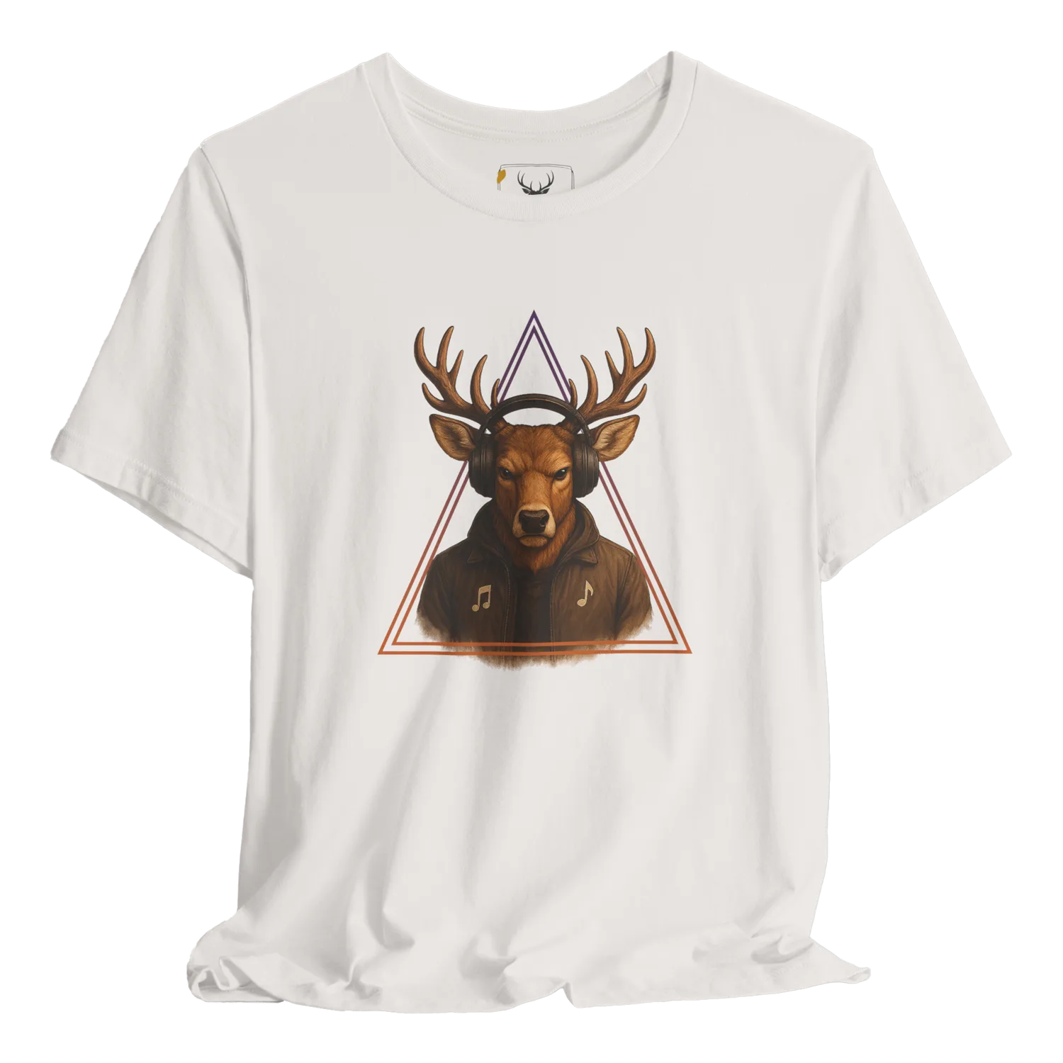Cool Deer Graphic Music Lover T-Shirt for Men featuring a stylish deer design, perfect for music enthusiasts. Made from soft cotton, this nature-themed tee is ideal for casual wear. Unique graphic tee showcases a blend of music and wildlife, making it a must-have for stylish men who appreciate quirky and vintage designs.