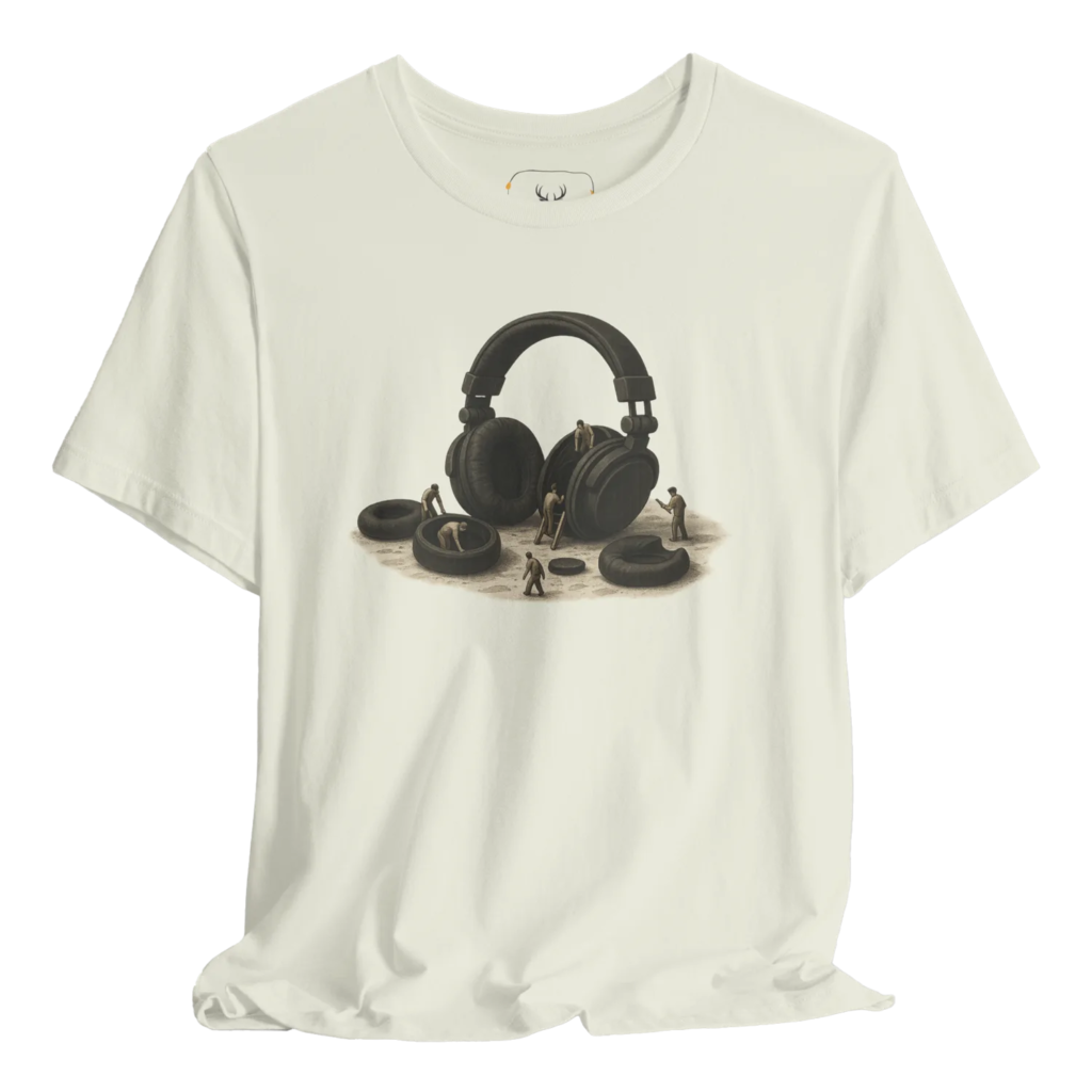 Explore our cool headphones graphic t-shirt, designed for music lovers. This stylish wearable art features a unique and creative headphone design, perfect for showcasing your passion for music while enjoying comfort and breathability. Ideal for casual outings or music events.