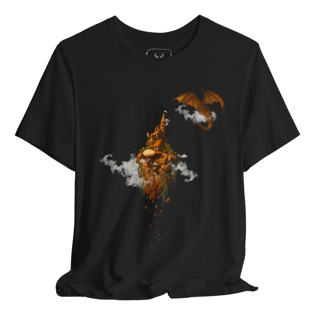 Explore the whimsical world of our Fantasy Adventure Dragon Art T-Shirt. Featuring a beautiful vintage dragon design, this magical creature tee is perfect for dreamers and dragon lovers alike. Made from soft cotton, it's an ideal addition to any adventurous clothing line, offering a unique and imaginative style that speaks to the heart of fantasy enthusiasts.