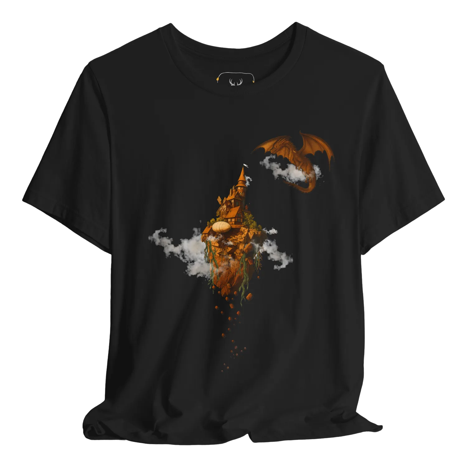 Explore the whimsical world of our Fantasy Adventure Dragon Art T-Shirt. Featuring a beautiful vintage dragon design, this magical creature tee is perfect for dreamers and dragon lovers alike. Made from soft cotton, it's an ideal addition to any adventurous clothing line, offering a unique and imaginative style that speaks to the heart of fantasy enthusiasts.