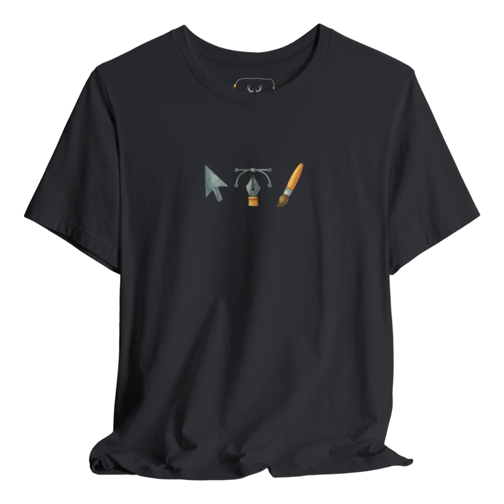 Stylish graphic design t-shirt for artists featuring creative tools and artistic designs. Perfect for graphic designers, artists, and anyone passionate about creative expression. A must-have for designers who love expressing their art through fashionable apparel.