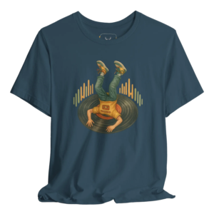 This trendy graphic music t-shirt features a vintage vinyl record design, perfect for music lovers. Ideal for casual outings, music festivals, or as unique concert apparel. A must-have for anyone who appreciates retro style and artistic band graphics. Show off your love for music with this comfortable and stylish shirt.