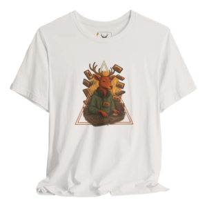 A vibrant hipster deer graphic relaxed fit t-shirt designed for music lovers. This unique animal art shirt features a cool deer illustration, making it perfect for concert lovers and creative individuals looking for stylish casual wear. The soft breathable fabric ensures comfort.