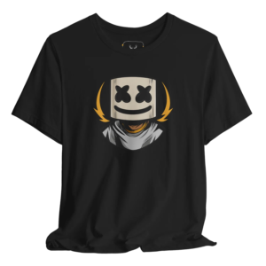 Stylish and trendy Marshmallow Music Lover Graphic T-Shirt for fans, featuring a unique design that appeals to music enthusiasts. This black graphic shirt is perfect for casual wear, concerts, and showcases your love for music with eye-catching graphics made from soft cotton fabric.