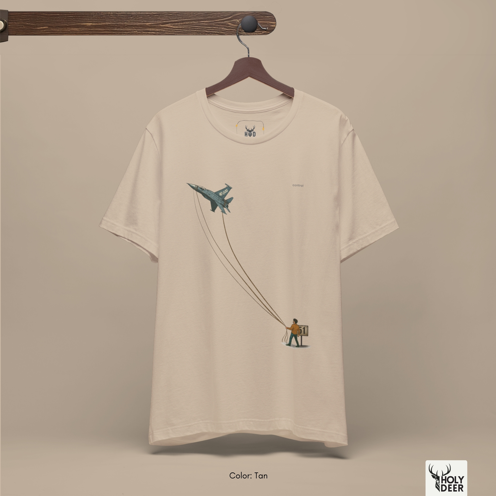 Professional flat lay photography of the Freedom Shirt by Holydeer Apparel, arranged cleanly next to retro brass aviation compasses, high-tension steel cables, and premium lifestyle pilot graphic tee essentials.