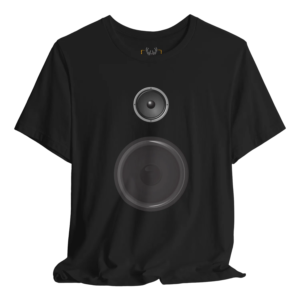 Stylish graphic t-shirt featuring a unique speaker design, perfect for music enthusiasts and fans. This comfortable tee combines trendy fashion with music inspiration, making it a must-have for anyone who loves audio and seeks to express their passion for music through their clothing choices.