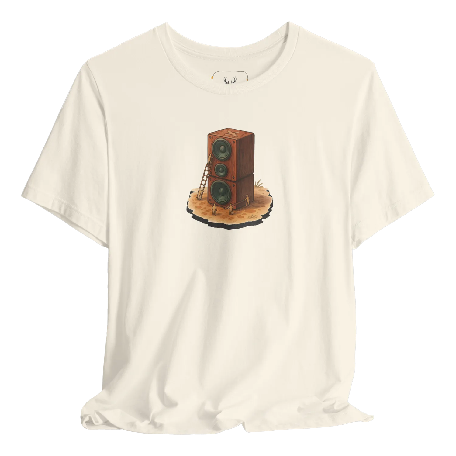 Unique vintage speaker graphic t-shirt designed for music lovers. This soft cotton tee features a retro sound design that is perfect for concerts or casual outings. Ideal for those who appreciate cool music-themed clothing and artistic apparel.