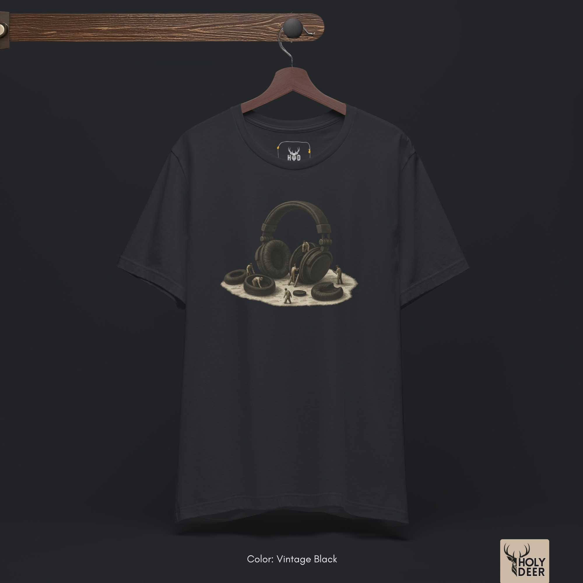 Abstract artistic lookbook frame manipulating deep fabric wrinkles and crisp side shadow blocks on the modern graphic tee garment.