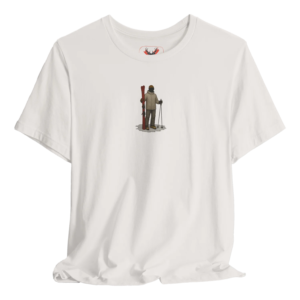 Skiing graphic T-shirt designed for outdoor enthusiasts, perfect for winter sports lovers. This comfortable ski tee offers stylish snow sports fashion that showcases passion for skiing. Ideal for après-ski activities and casual winter outings.