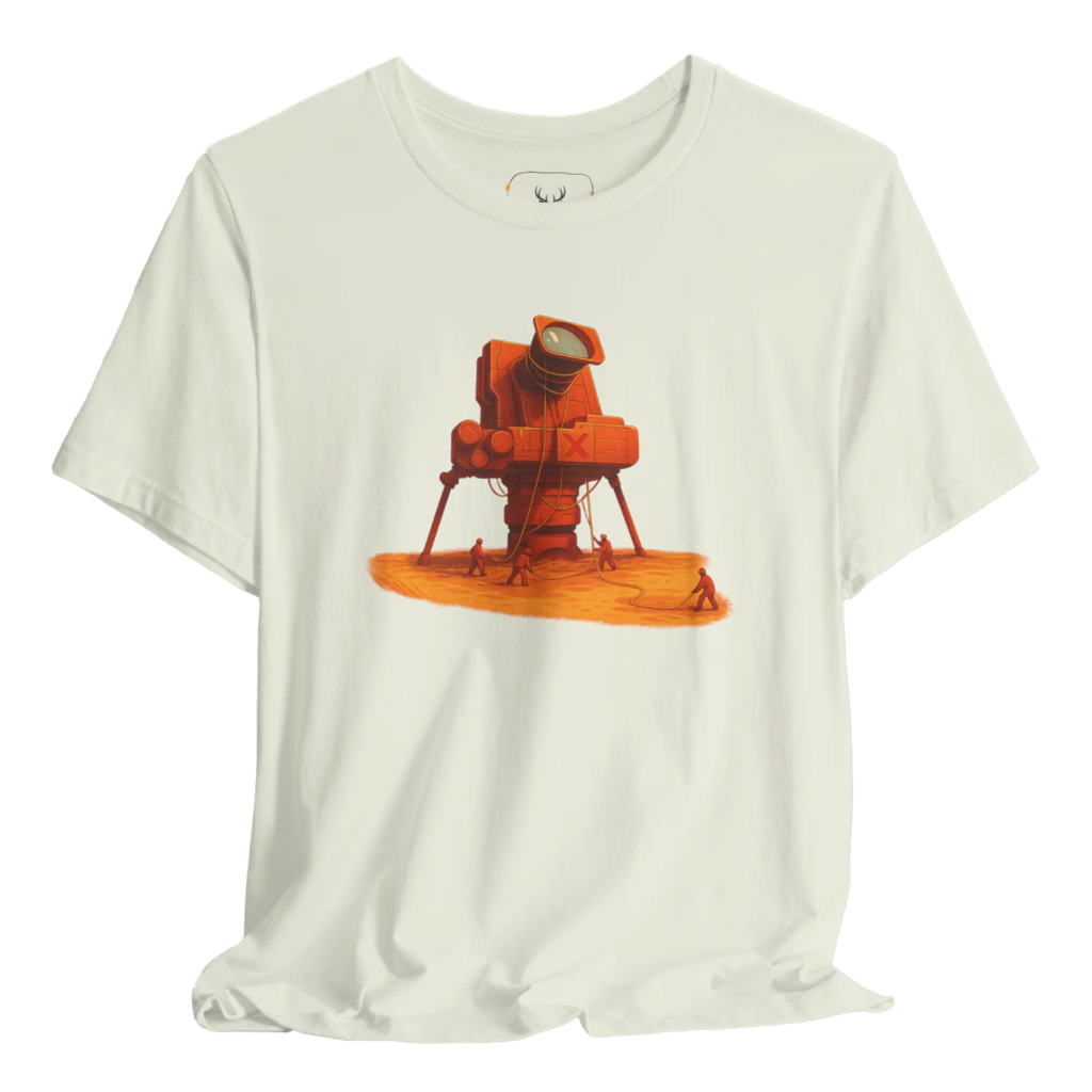 Explore the cosmos with our Space Explorer Retro Style T-Shirt, perfect for adventurers who love unique graphic designs. This vintage astronaut t-shirt features a fun space module graphic and is made of soft cotton for ultimate comfort, making it an essential addition to your outer space apparel collection.