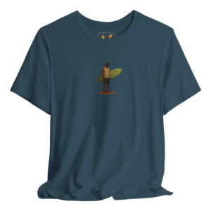 Stylish surfing graphic t-shirt designed for beach lovers. This vibrant ocean-themed shirt captures the essence of summer and beach lifestyle, making it perfect for outdoor adventures and fun beach outfits.
