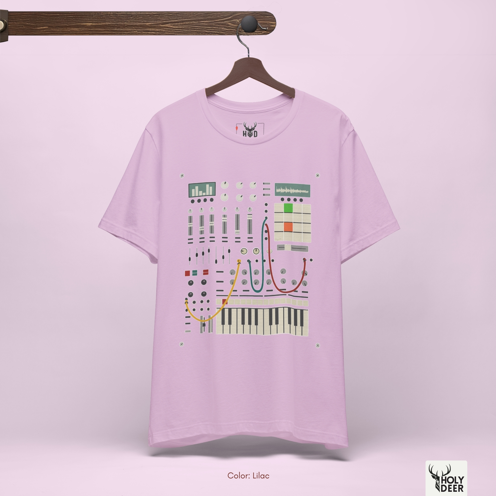 Cleanly folded presentation of the Modular Synth Tee, showing how the unique Eurorack grid layout forms an elite focal point for premium studio gear apparel capsule lines.