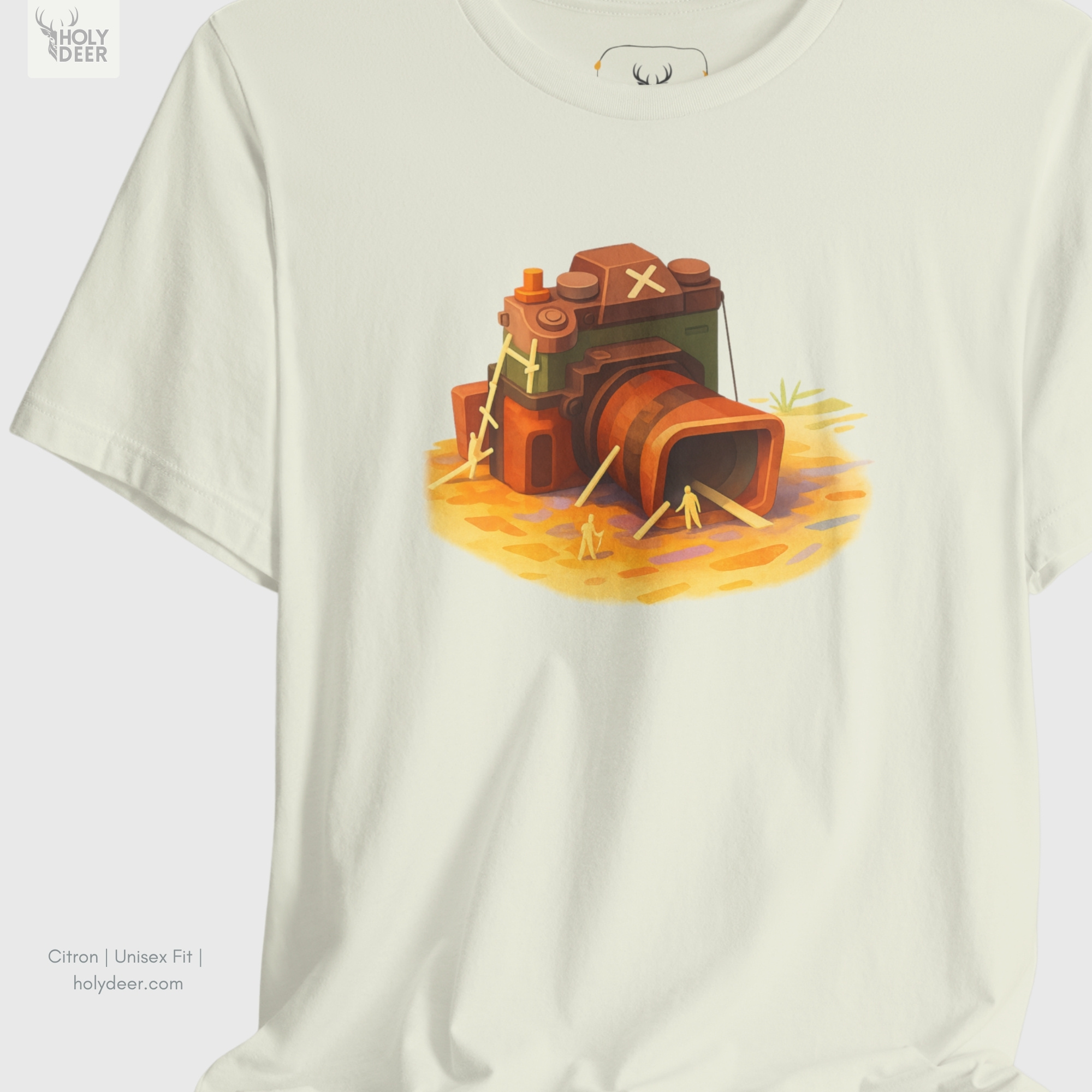 Abstract artistic lookbook frame manipulating deep fabric wrinkles and crisp side shadow blocks on the modern graphic tee garment.