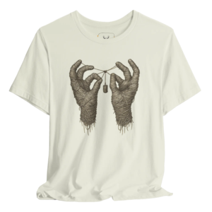 A unique graphic t-shirt featuring a creative hands design, perfect for artistic souls. This soft fabric tee combines comfort with style, making it a must-have for anyone who loves bold, eye-catching apparel that expresses their individuality.