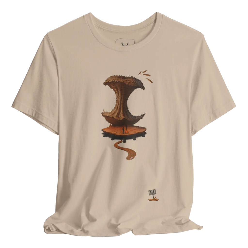 Unique graphic t-shirt designed for nature enthusiasts, featuring an artistic design. Perfect for outdoor adventures and casual wear, this eco-friendly, soft cotton tee combines stylish aesthetics with comfort, making it an ideal choice for those who appreciate the great outdoors and creative expression.