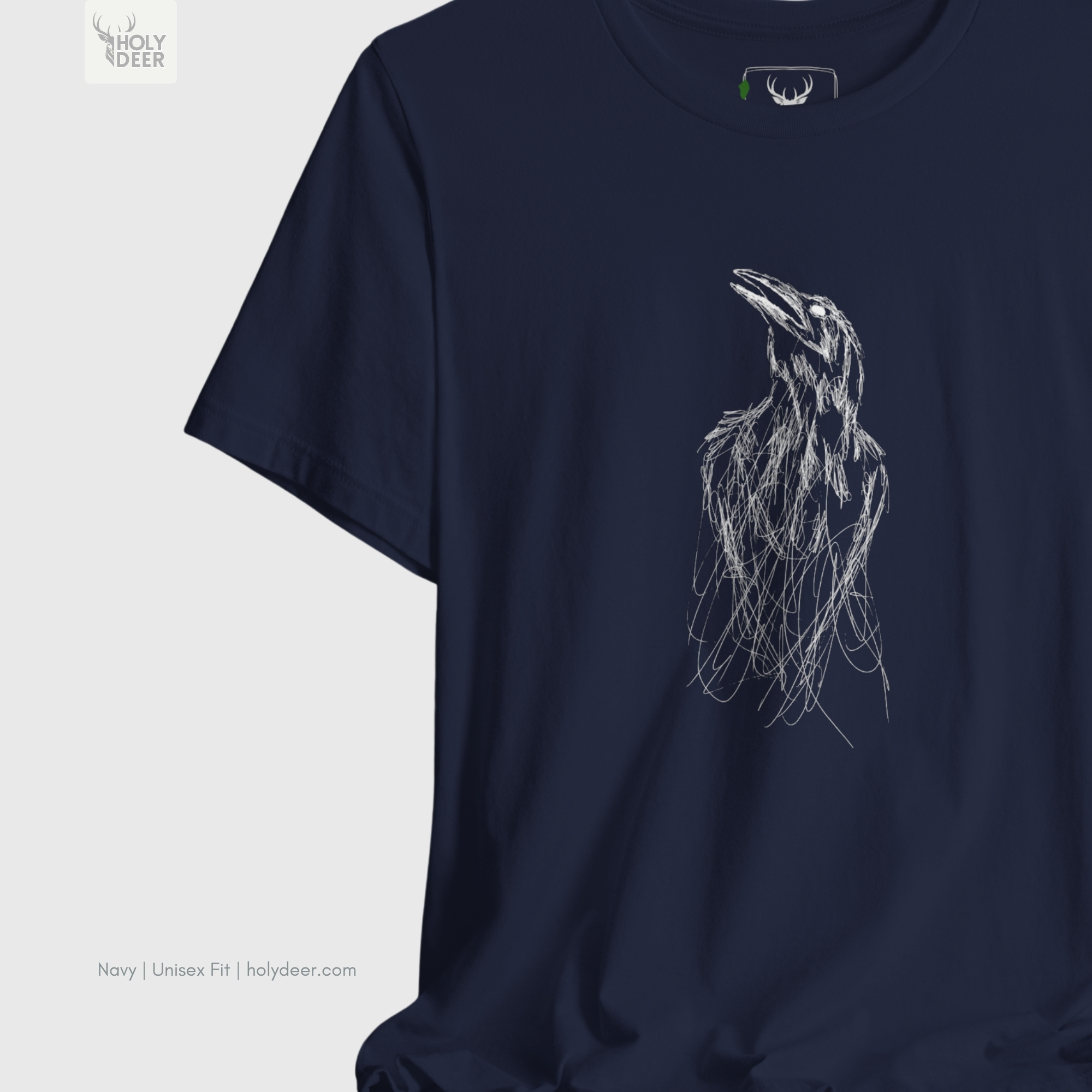 Technical close-up highlighting the overlapping white loops, loose structural threads, and raw charcoal background separation anchoring the wings of the sketchy bird top.