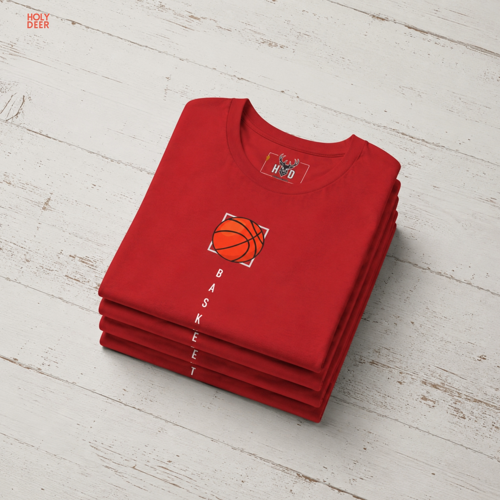 Minimalist dark backdrop focusing heavily on the standalone frame of the Minimalist Hoops Life Graphic Tee by Holydeer, proving it acts as a unique artist gift and an essential hoops life shirt piece.