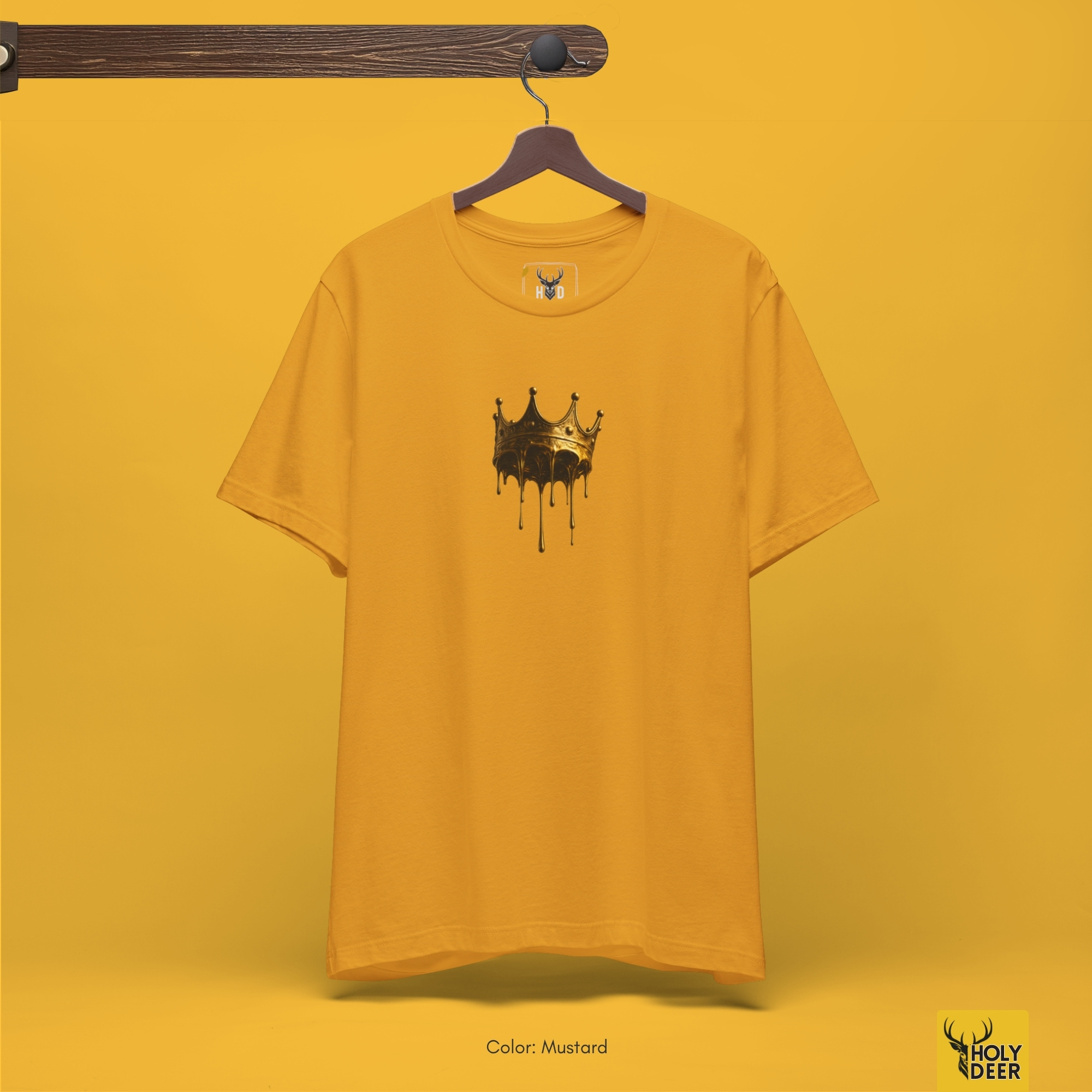 A candid industrial concrete underpass outdoor lifestyle photo featuring a creator wearing the official Drip Crown Tee by Holydeer Clothing, blending seamlessly into raw royal drip tee and dynamic luxury graphic tee settings.