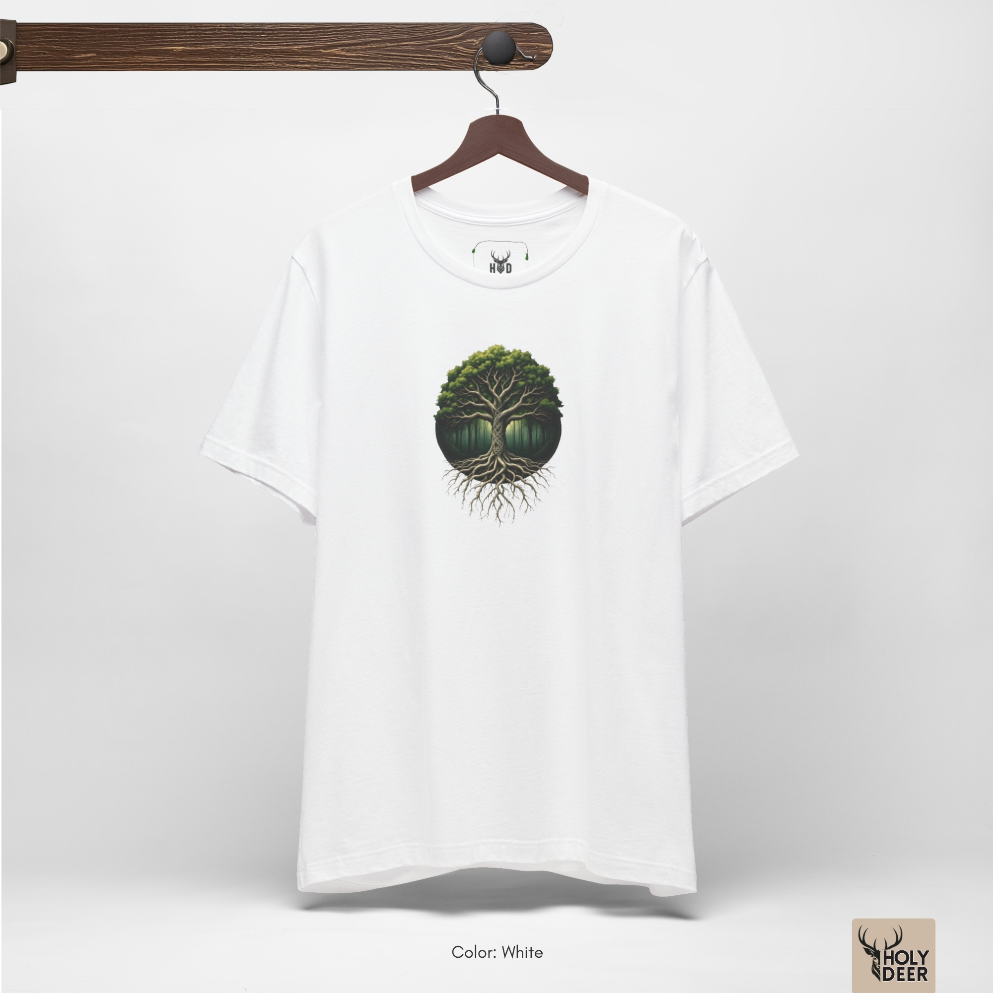 Technical close-up highlighting the branching subterranean veins, fine tapering tips, and symmetrical ivory tendrils forming the lower half of the spiritual graphic tee.