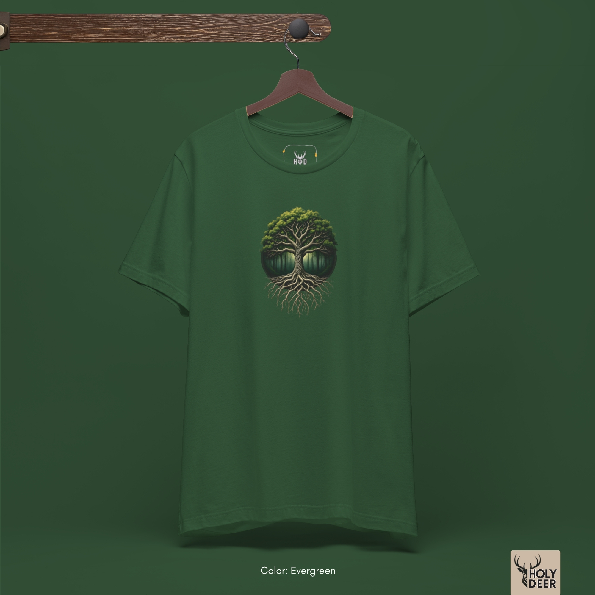 Abstract artistic lookbook frame manipulating dramatic fabric folds and sharp side shadow angles on the celtic tree top garment.
