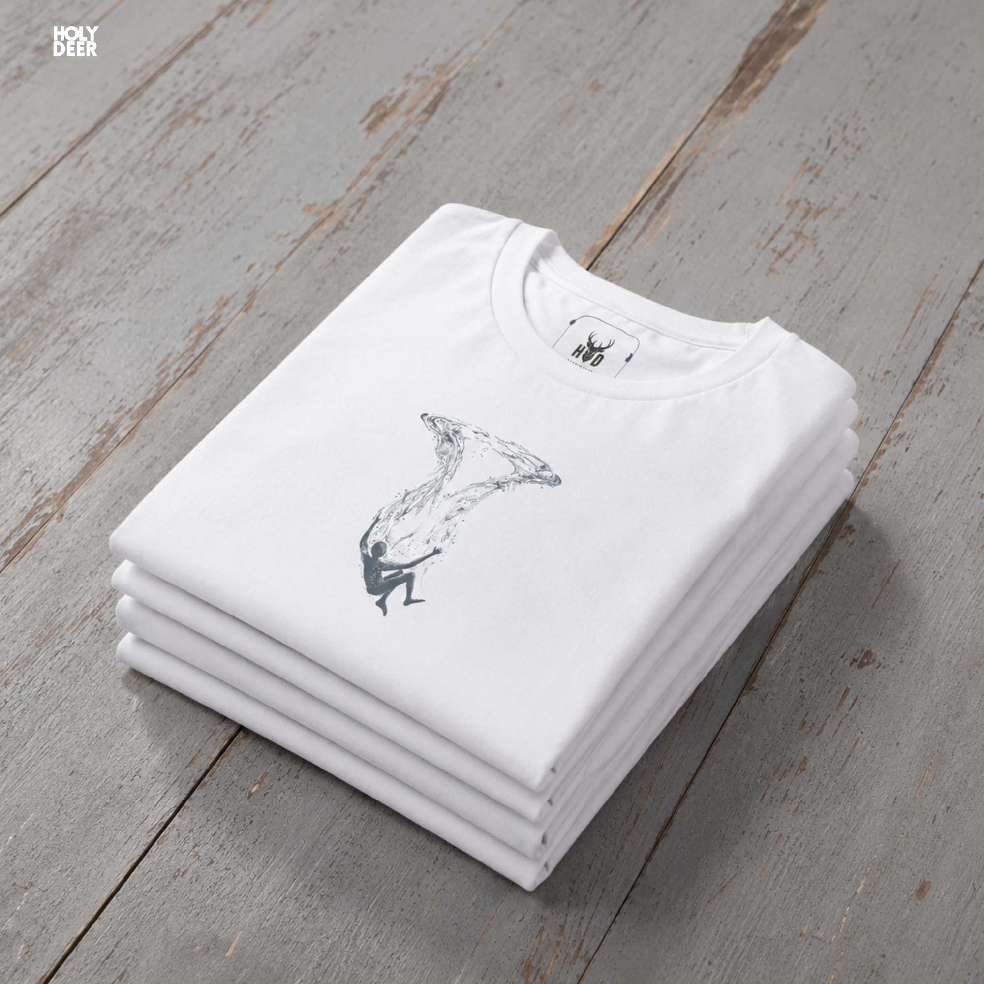Technical close-up highlighting the miniature white circular points, expanding vapor trails, and delicate ink dots forming the background of the indie creator wear print.