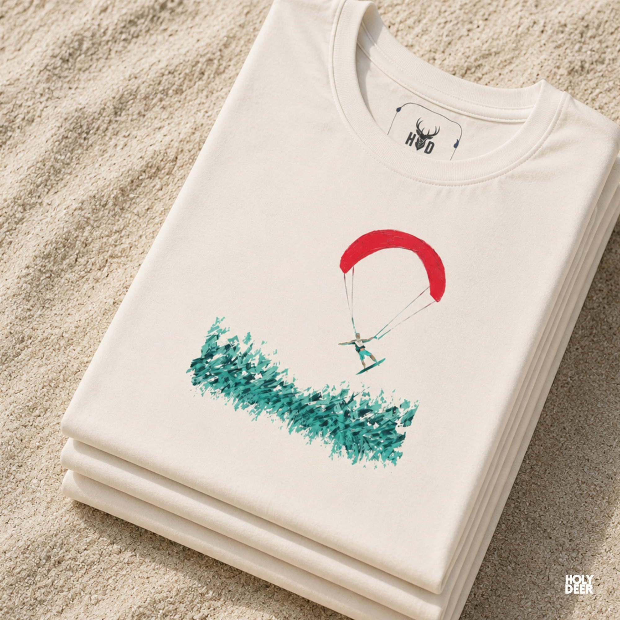 Abstract artistic lookbook frame manipulating deep fabric folds and soft side shadow blocks on the adventure seek gift garment.