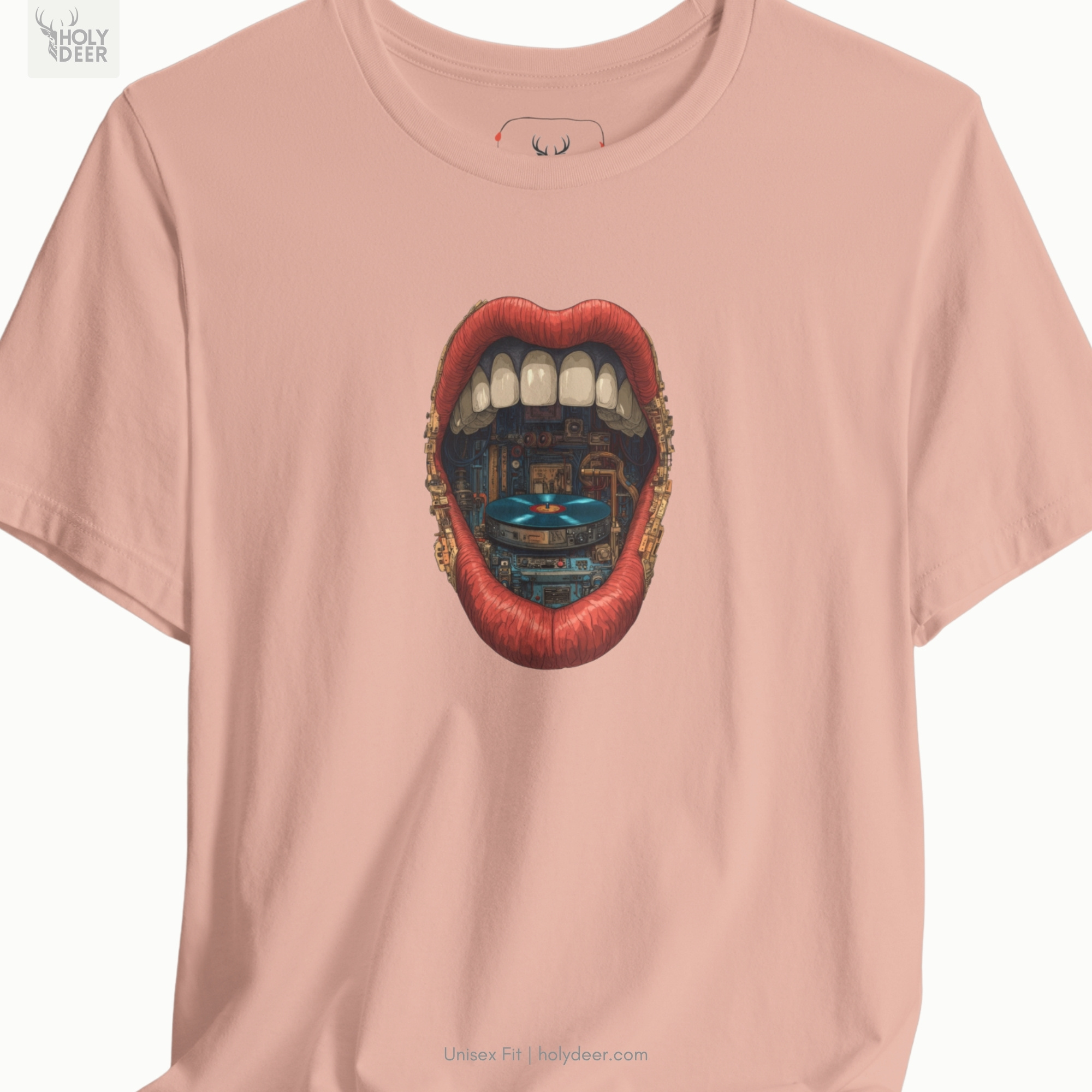 Cleanly folded presentation of the Vinyl Record Tee, showcasing how the central retro turntable graphic acts as an elite centerpiece for high-end unique artist gift collections.