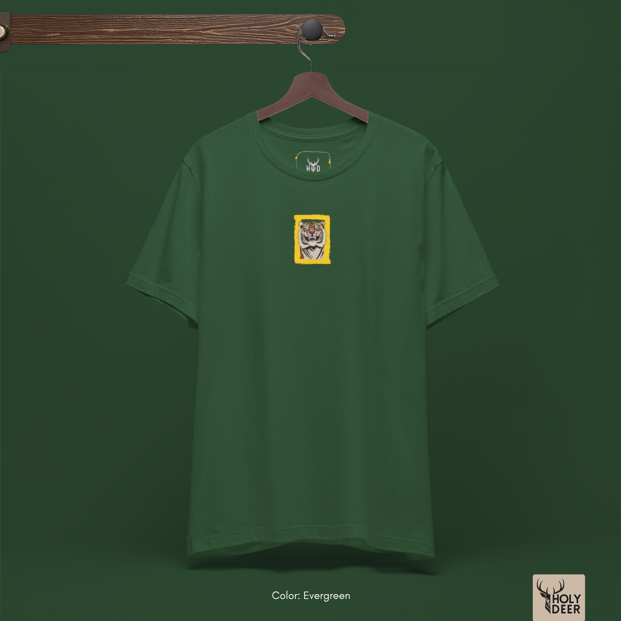 Technical side perspective tracking the parallel thread runs along the lower waist seam and hem fold of the unisex aesthetic animal tee.