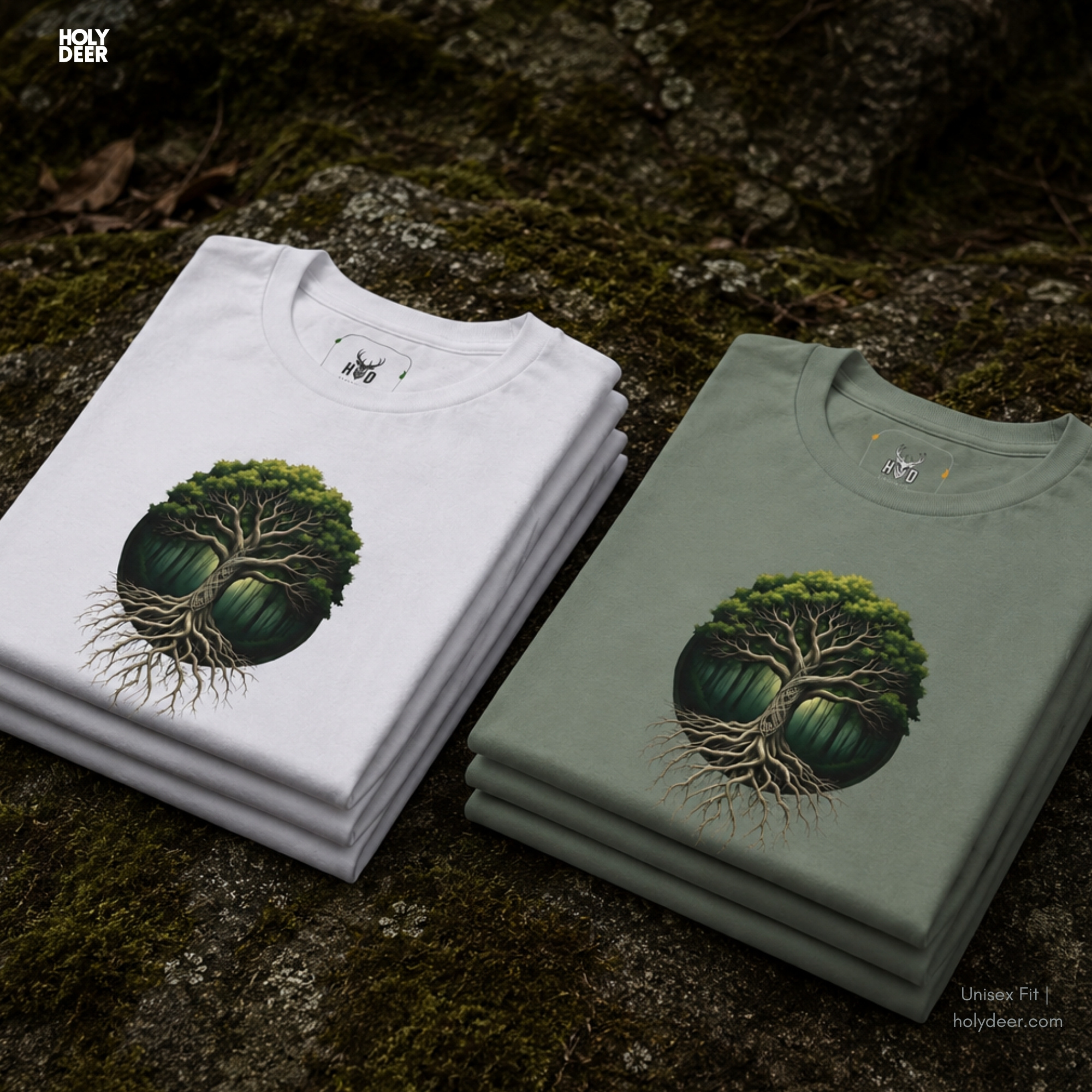 Motion-blur tracking shot of an individual walking past dense sun-drenched foliage while wearing the indie creator wear top.