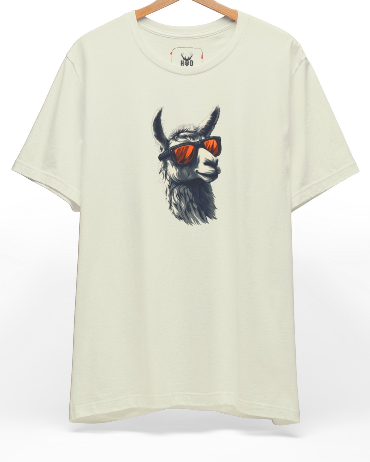 Premium Cool Llama Shirt displaying a high-detail minimalist illustration with a sunglasses llama tee shape, designed by Holydeer Clothing for quirky streetwear and citron graphic top fans.