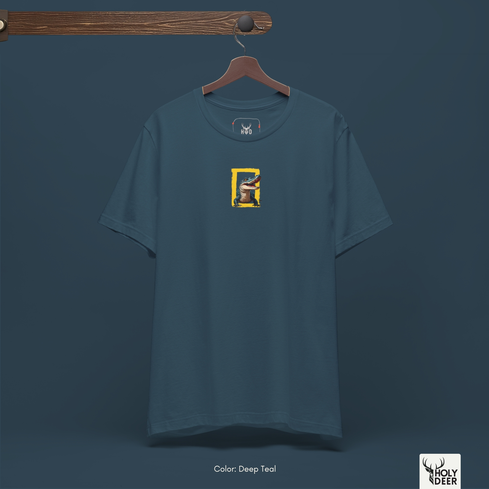 Commercial studio catalog frame of the independent aesthetic animal tee piece hanging under focused spot lights to track authentic material behavior.