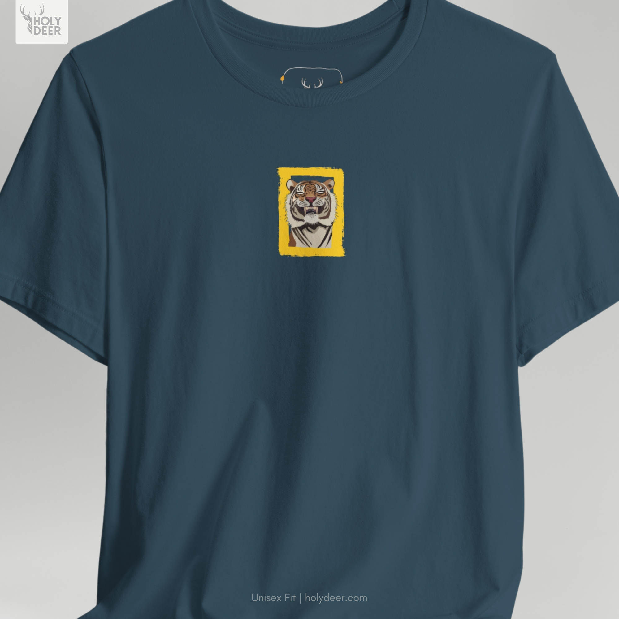 Top-down geometric layout of the pressed black shirt keeping the micro box graphic fully visible on the final boutique fold.